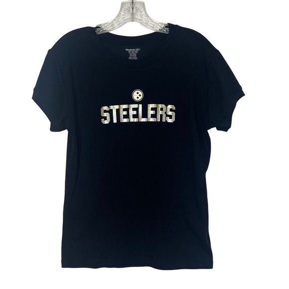 Reebok Pittsburgh Steelers TShirt Womens XL Black Fanwear Gameday - Picture 1 of 8